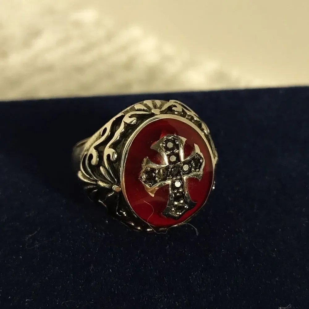 Men's Stainless Steel Cross Ring